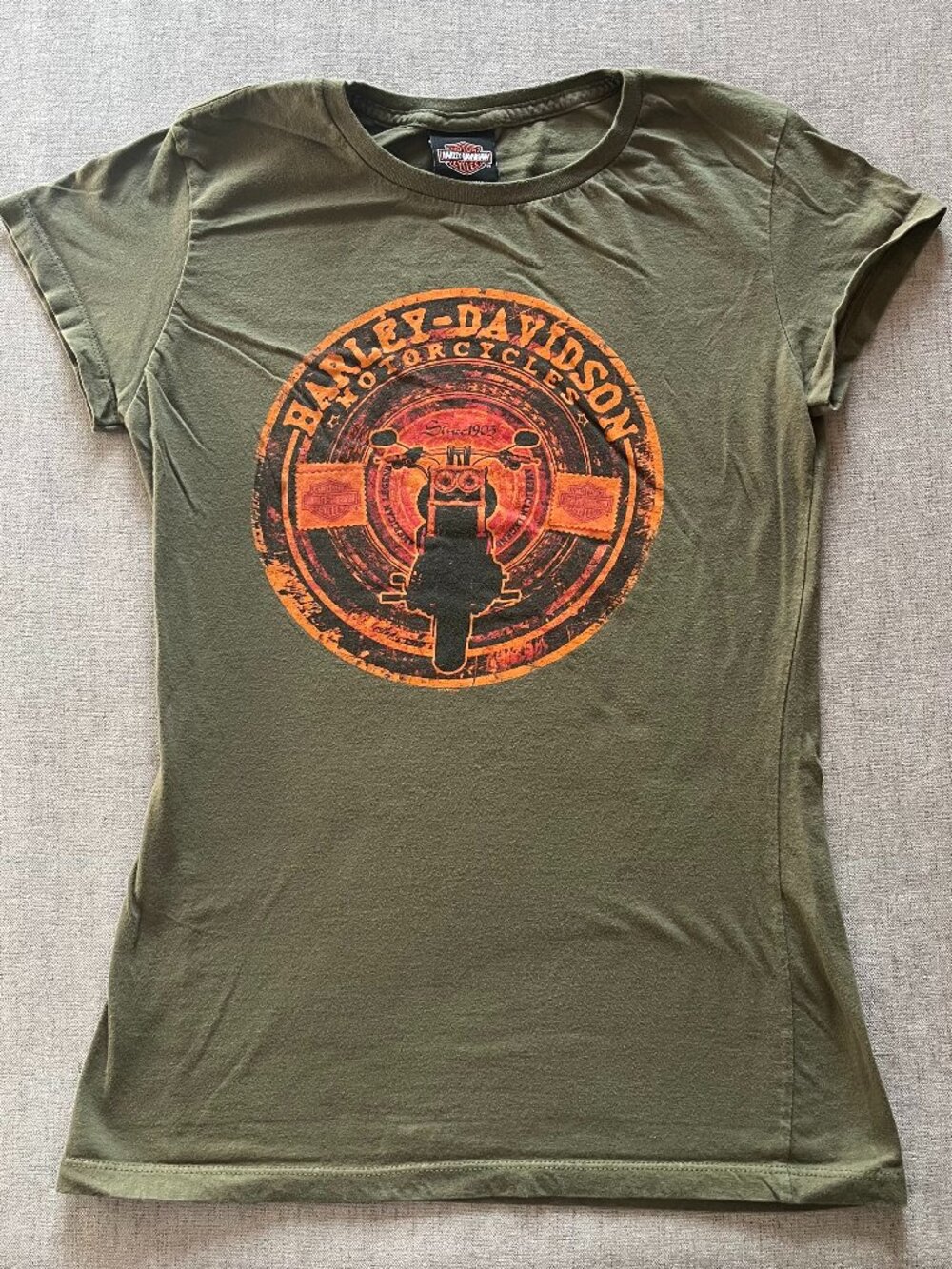 Harley Davidson Jamaica Shirt Women XL Green Short Sleeve Motorcycle Cotton